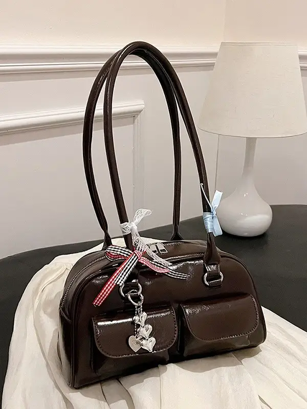 Brown Patchwork Shoulder Bag for Women 2026 New Model - Image 5