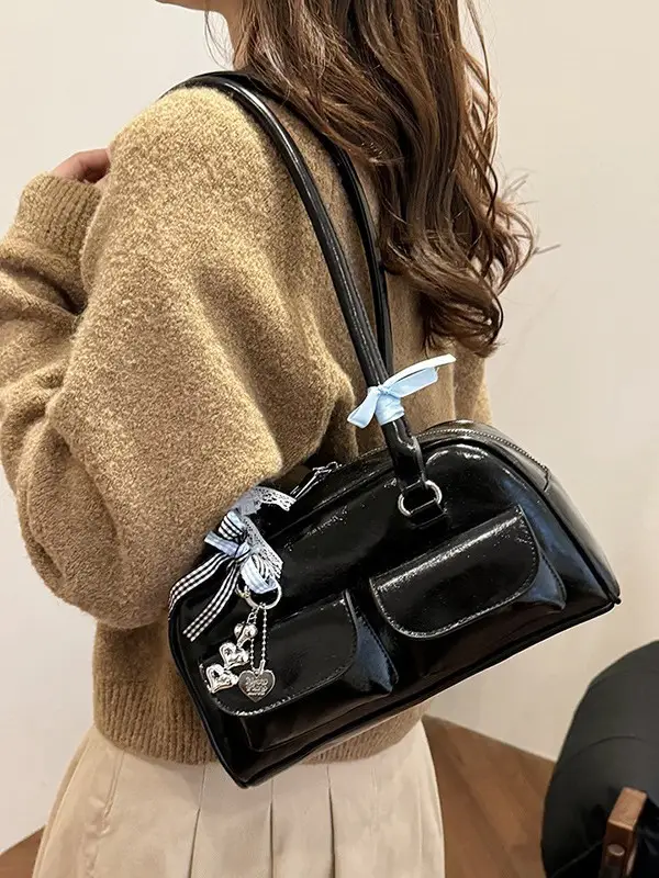 Brown Patchwork Shoulder Bag for Women 2026 New Model - Image 6