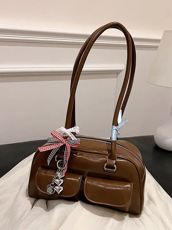 Brown Patchwork Shoulder Bag for Women 2026 New Model - Image 7