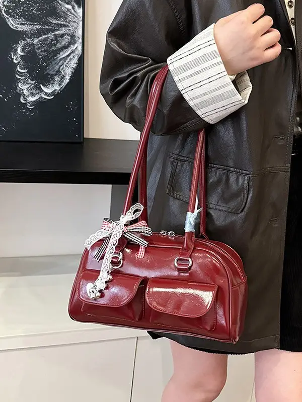 Brown Patchwork Shoulder Bag for Women 2026 New Model - Image 8