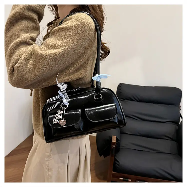 Brown Patchwork Shoulder Bag for Women 2026 New Model — feature 11