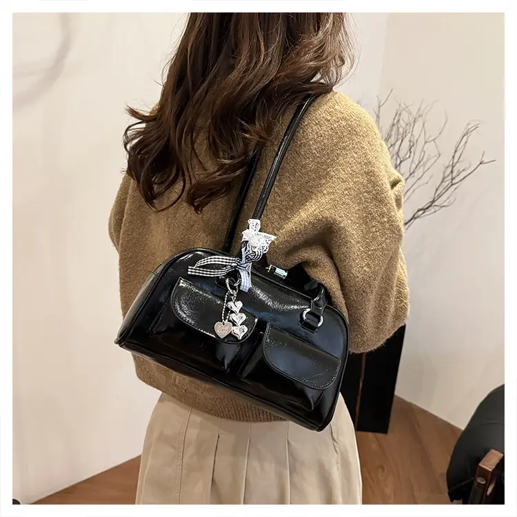 Brown Patchwork Shoulder Bag for Women 2026 New Model — feature 13