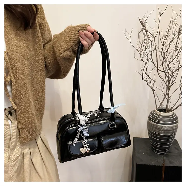 Brown Patchwork Shoulder Bag for Women 2026 New Model — feature 14