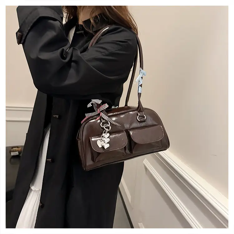 Brown Patchwork Shoulder Bag for Women 2026 New Model — feature 26
