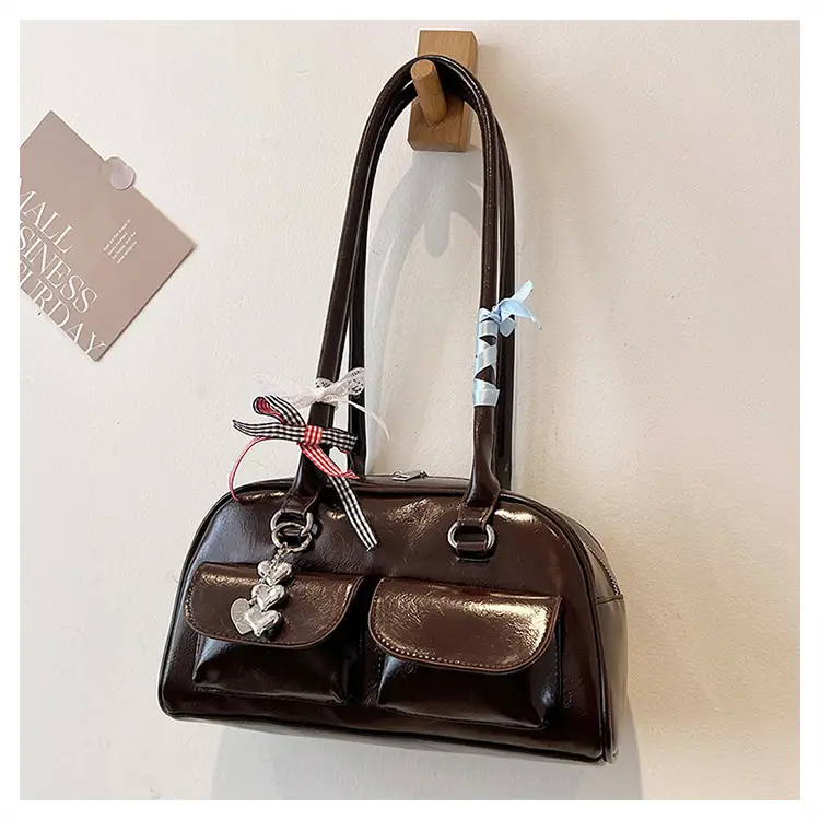 Brown Patchwork Shoulder Bag for Women 2026 New Model — feature 31