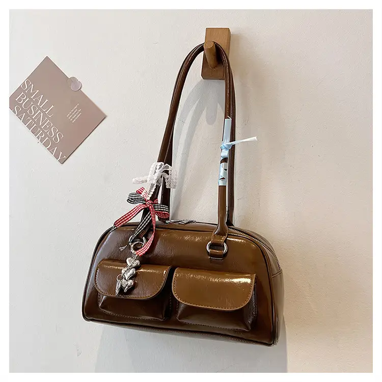 Brown Patchwork Shoulder Bag for Women 2026 New Model — feature 33