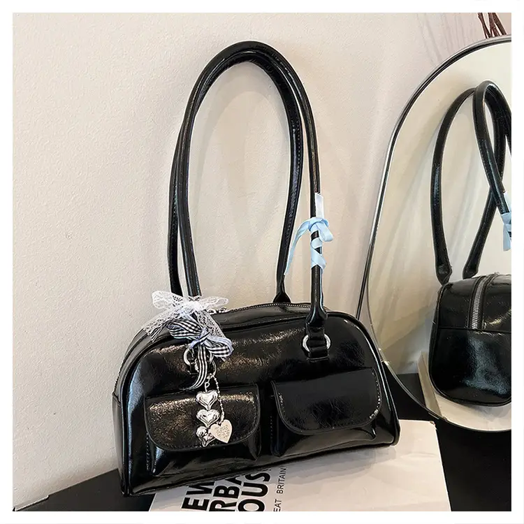 Brown Patchwork Shoulder Bag for Women 2026 New Model — feature 35