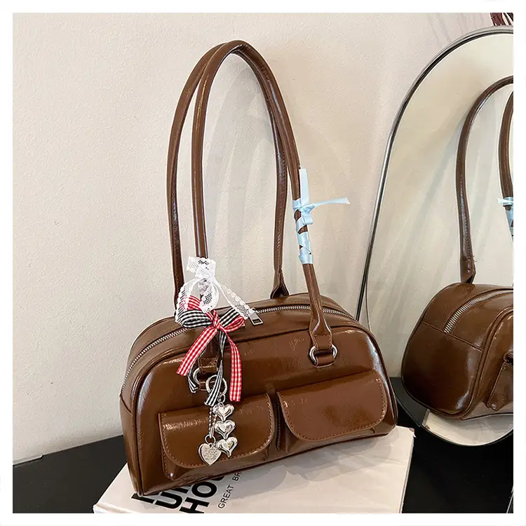 Brown Patchwork Shoulder Bag for Women 2026 New Model — feature 36