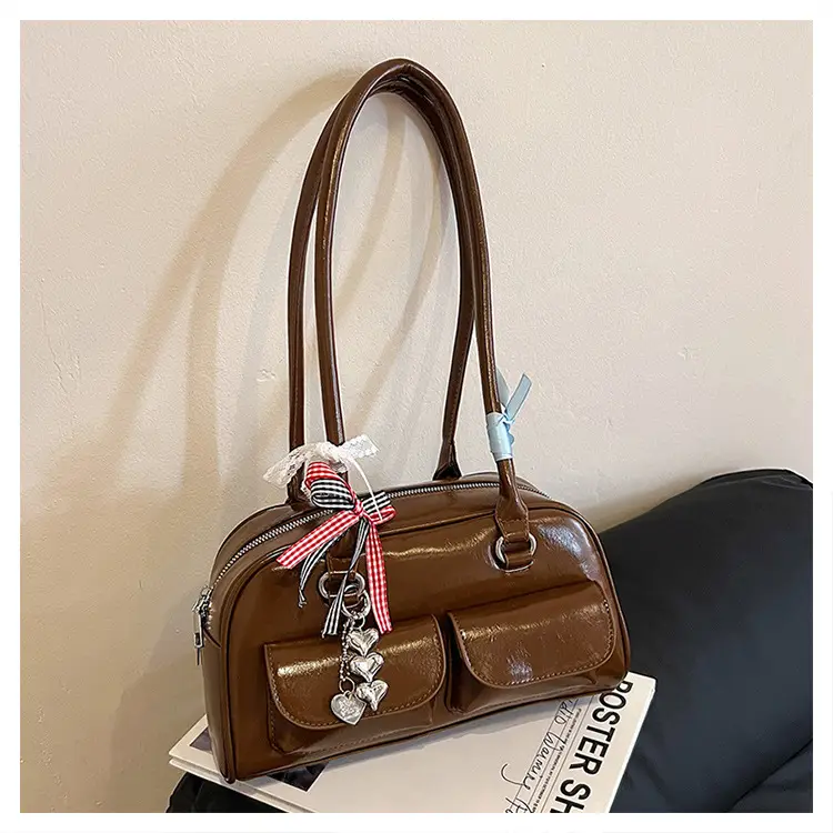 Brown Patchwork Shoulder Bag for Women 2026 New Model — feature 43