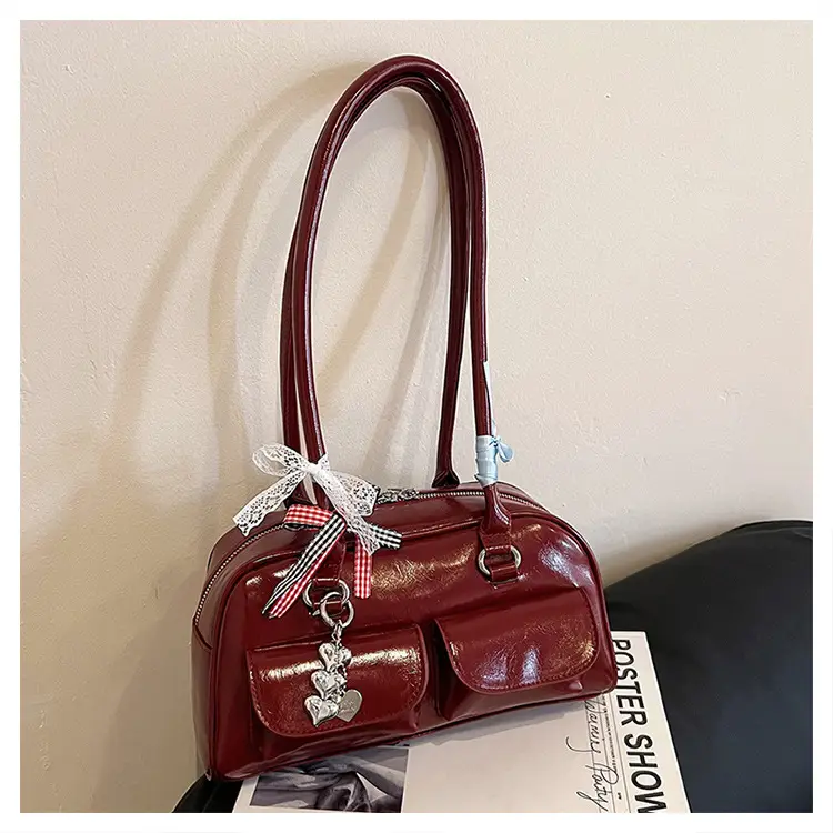 Brown Patchwork Shoulder Bag for Women 2026 New Model — feature 45