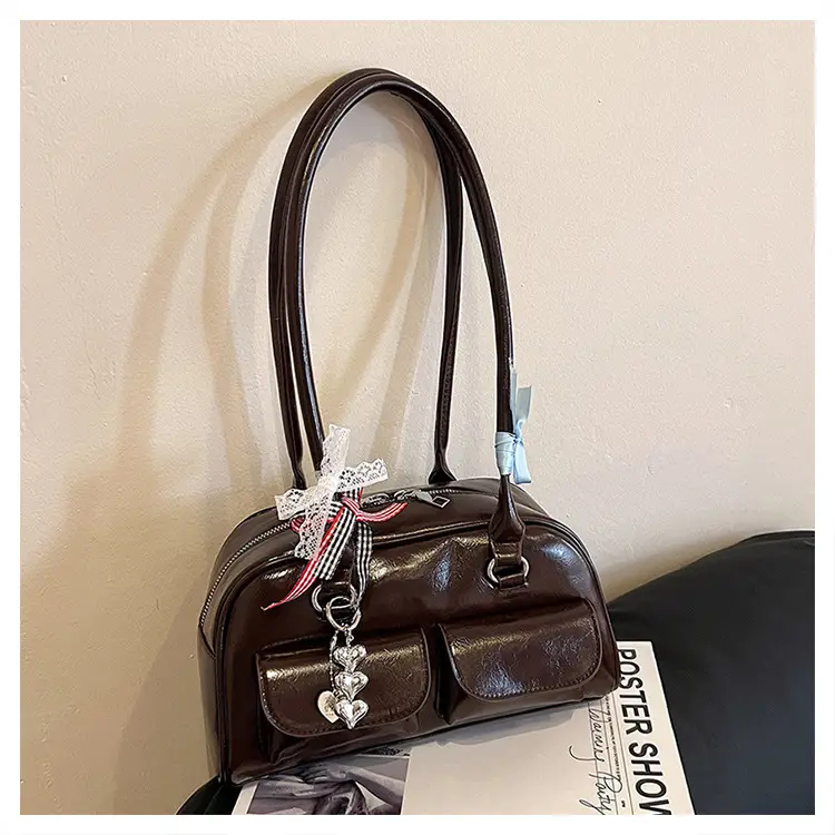 Brown Patchwork Shoulder Bag for Women 2026 New Model — feature 46
