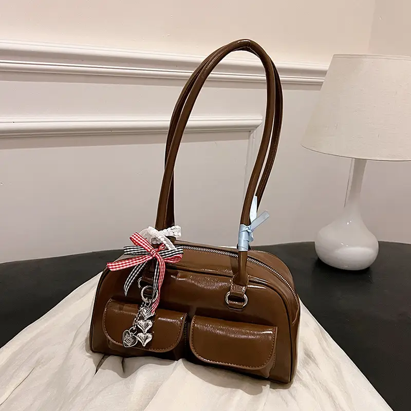 Brown Patchwork Shoulder Bag for Women 2026 New Model - Image 4