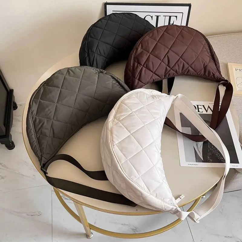 Black Quilted Crossbody Shoulder Bag with Diamond Stitching — feature 10