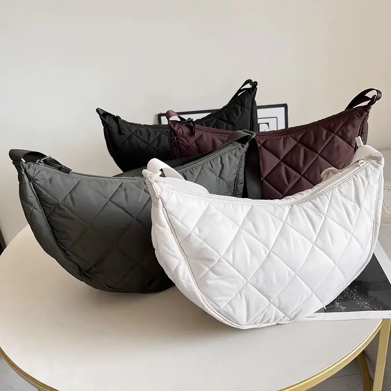 Black Quilted Crossbody Shoulder Bag with Diamond Stitching — feature 11