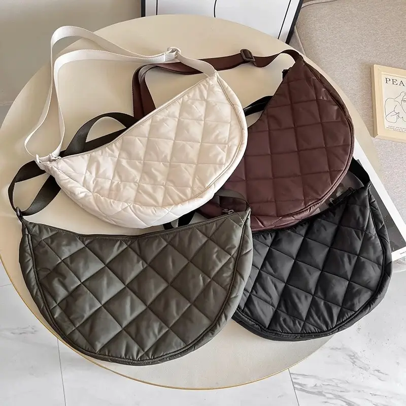Black Quilted Crossbody Shoulder Bag with Diamond Stitching — feature 4