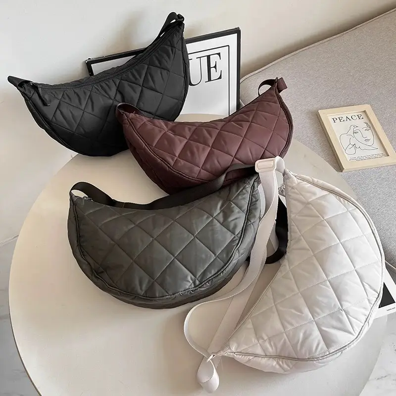 Black Quilted Crossbody Shoulder Bag with Diamond Stitching — feature 6