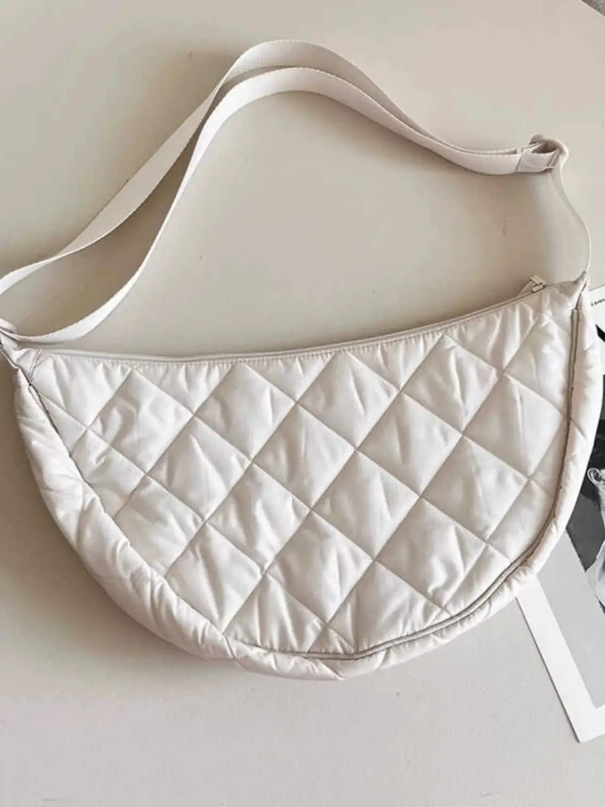 Black Quilted Crossbody Shoulder Bag with Diamond Stitching — feature 7