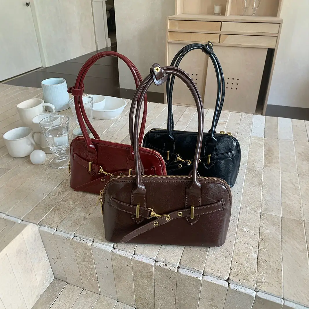Women's Retro Bowling Bag Shoulder Bag Large Capacity