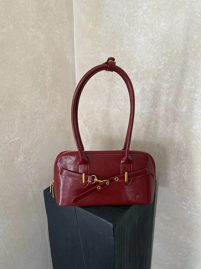 Women's Retro Bowling Bag Shoulder Bag Large Capacity