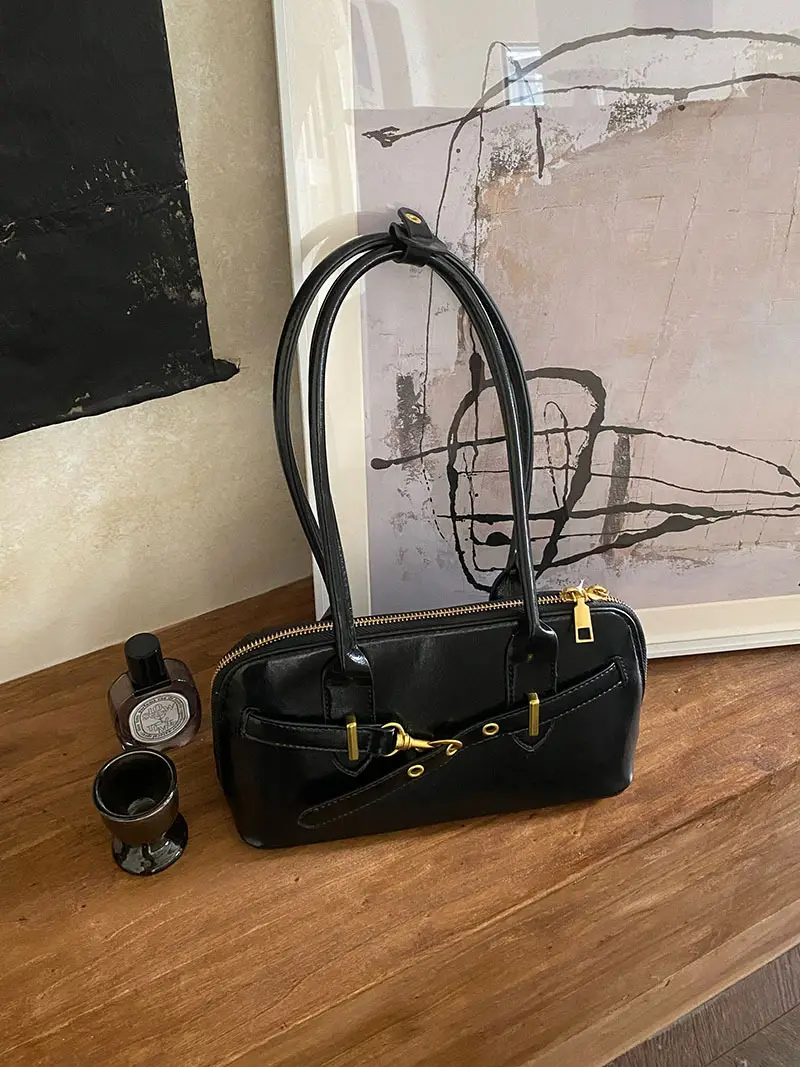 Women's Retro Bowling Bag Shoulder Bag Large Capacity