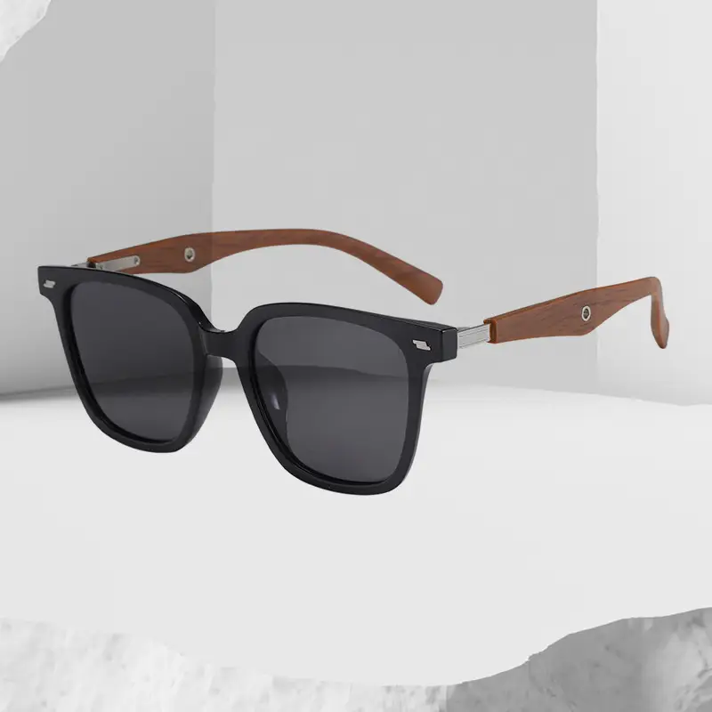 Retro Square Frame Sunglasses Brown Polarized - Image 10