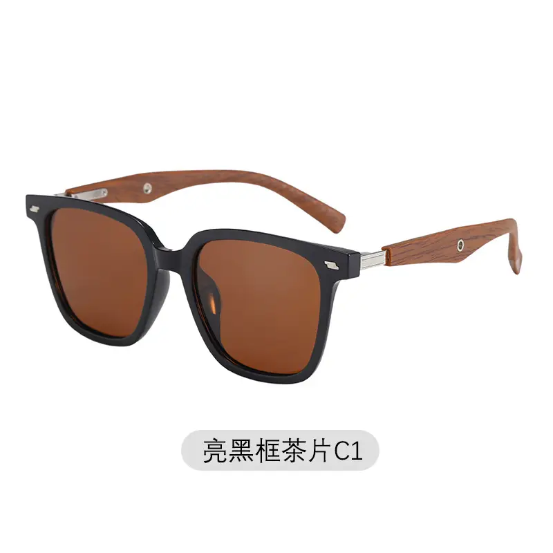 Retro Square Frame Sunglasses Brown Polarized - Image 2