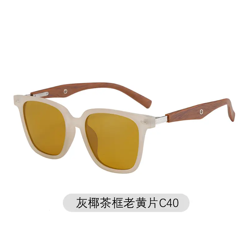 Retro Square Frame Sunglasses Brown Polarized - Image 5