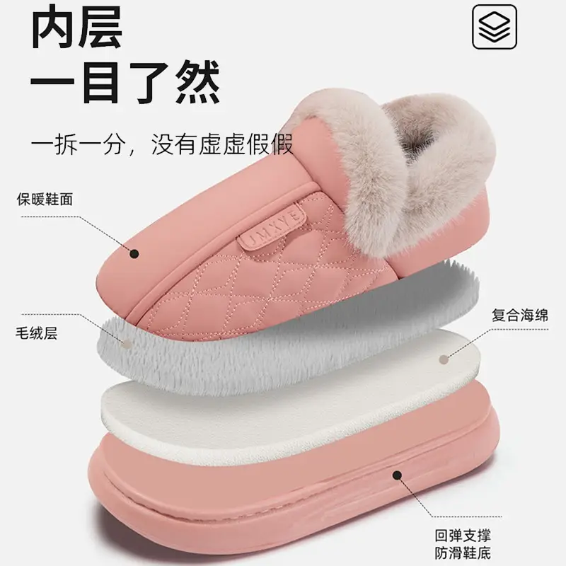 Waterproof Cotton Slippers for Women, Winter 2026 New Model, Indoor Home Anti-Slip Cotton Shoes with Heel Cover for Elderly, Household Use for Women - Image 10