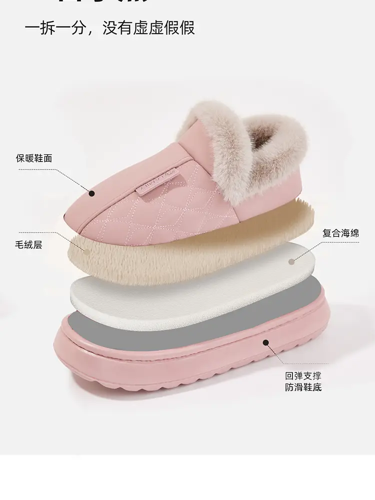 Waterproof Cotton Slippers for Women, Winter 2026 New Model, Indoor Home Anti-Slip Cotton Shoes with Heel Cover for Elderly, Household Use for Women — feature 10