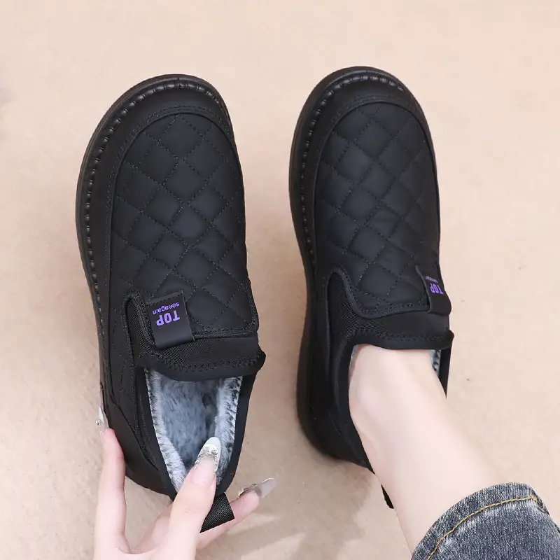 Boots for Women 2025 Winter New Style Velvet Thickeneded Warm Soft Sole Waterproof Anti-Slip Middle-Aged and Elderly Mothers Lazy Cotton Boots - Image 5