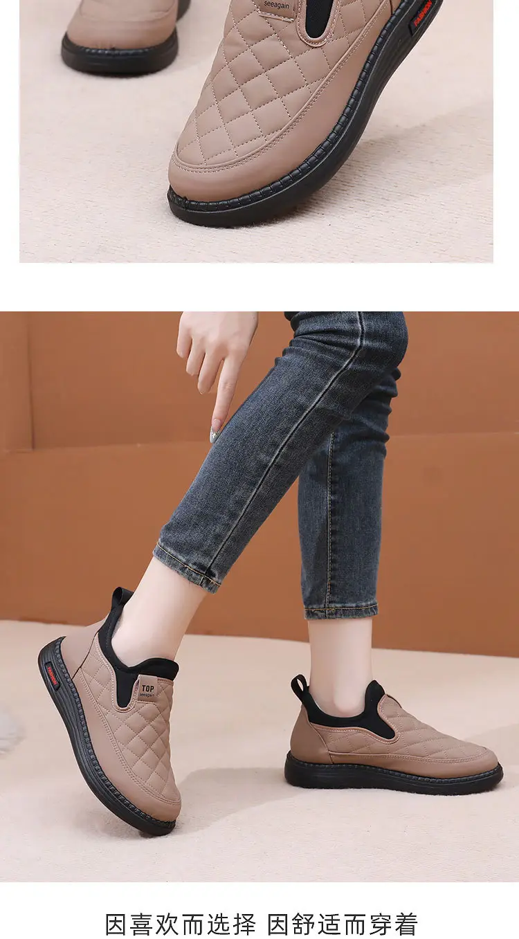 Boots for Women 2025 Winter New Style Velvet Thickeneded Warm Soft Sole Waterproof Anti-Slip Middle-Aged and Elderly Mothers Lazy Cotton Boots — feature 17