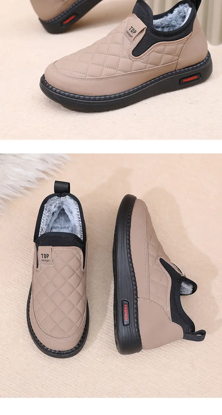 Boots for Women 2025 Winter New Style Velvet Thickeneded Warm Soft Sole Waterproof Anti-Slip Middle-Aged and Elderly Mothers Lazy Cotton Boots — feature 19