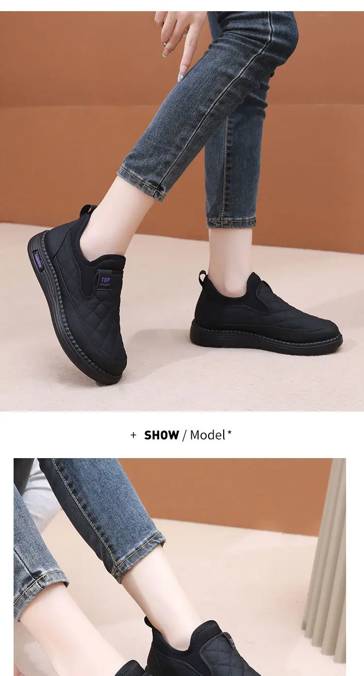 Boots for Women 2025 Winter New Style Velvet Thickeneded Warm Soft Sole Waterproof Anti-Slip Middle-Aged and Elderly Mothers Lazy Cotton Boots — feature 20