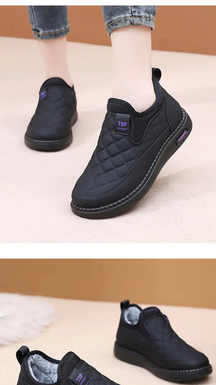 Boots for Women 2025 Winter New Style Velvet Thickeneded Warm Soft Sole Waterproof Anti-Slip Middle-Aged and Elderly Mothers Lazy Cotton Boots — feature 22