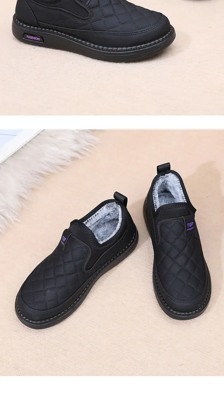 Boots for Women 2025 Winter New Style Velvet Thickeneded Warm Soft Sole Waterproof Anti-Slip Middle-Aged and Elderly Mothers Lazy Cotton Boots — feature 23