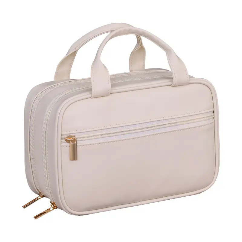 French Double Layer Cosmetic Bag Large Capacity Travel Portable