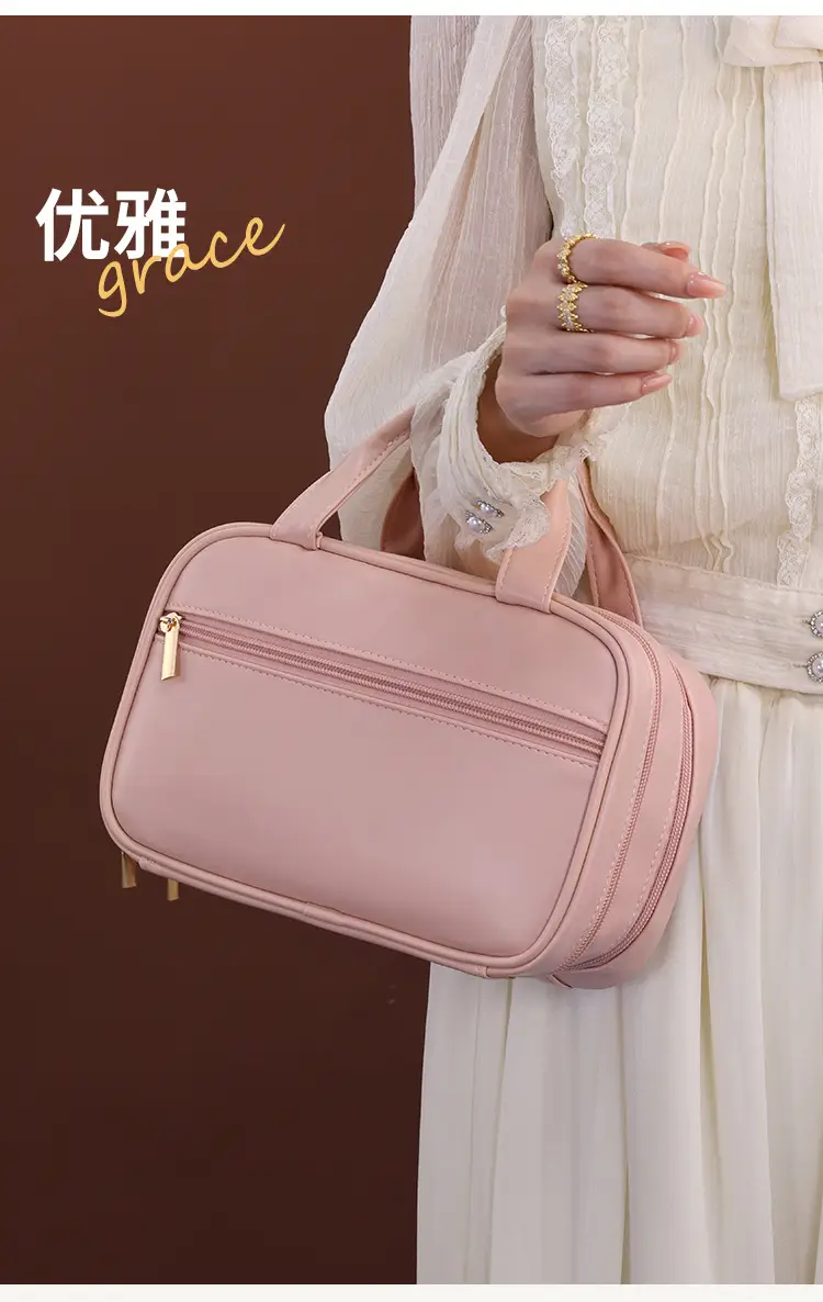 French Double Layer Cosmetic Bag Large Capacity Travel Portable — feature 8