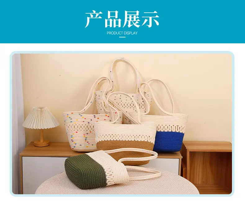 Women Cotton Beaded Beach Bag Large Capacity Travel Bag — feature 14