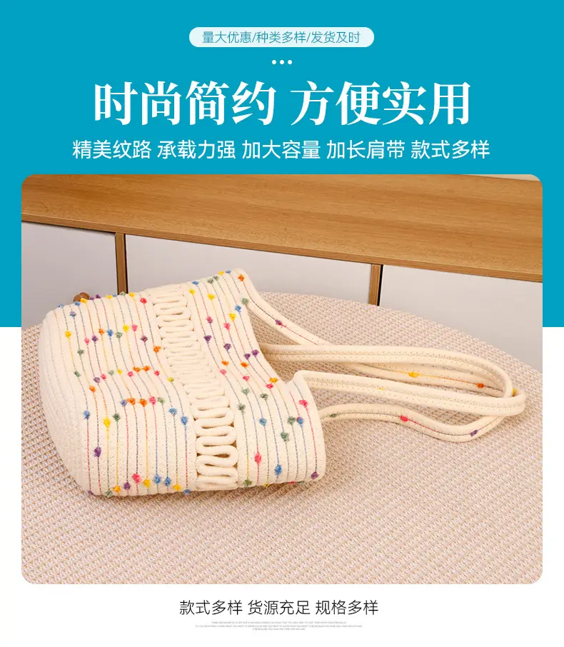 Women Cotton Beaded Beach Bag Large Capacity Travel Bag — feature 4
