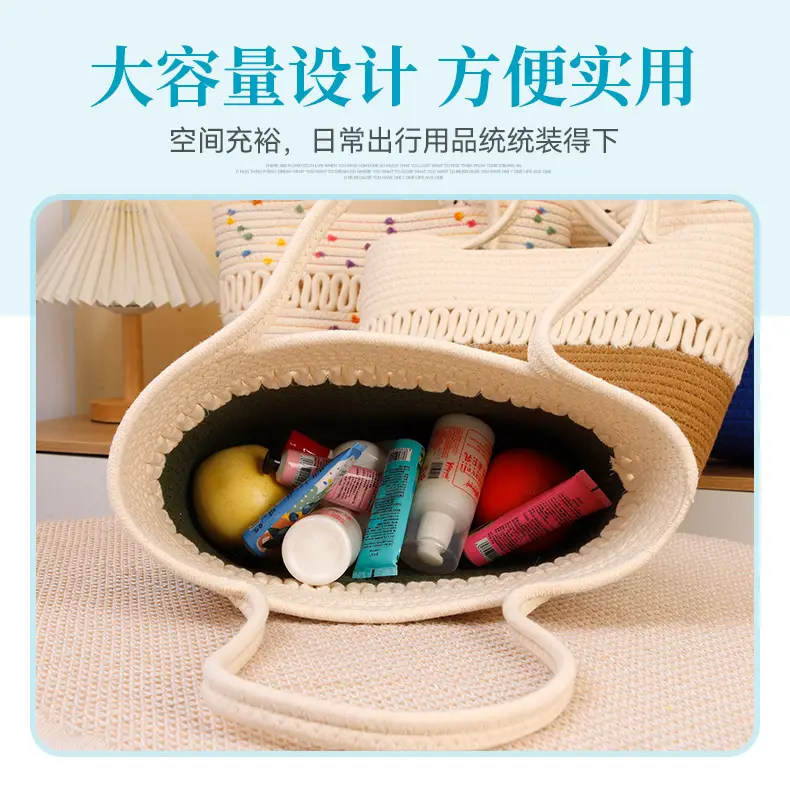 Women Cotton Beaded Beach Bag Large Capacity Travel Bag — feature 5