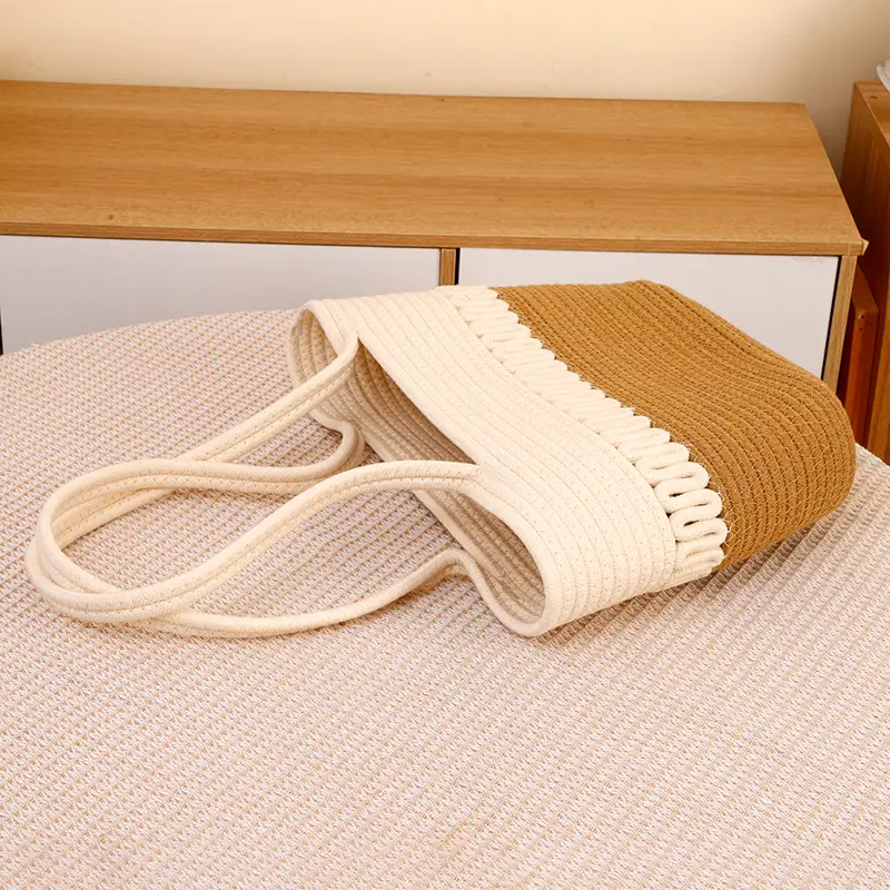 Women Cotton Beaded Beach Bag Large Capacity Travel Bag - Image 4