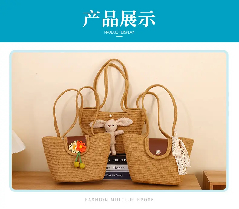 Women Straw Tote Bag with Flower Decor 2025 — feature 15