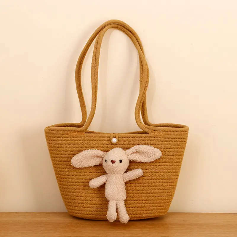 Women Straw Tote Bag with Flower Decor 2025 - Image 2