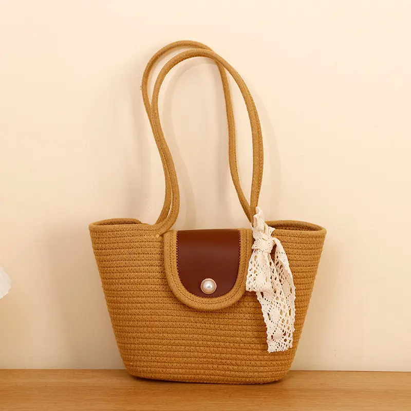 Women Straw Tote Bag with Flower Decor 2025 - Image 8