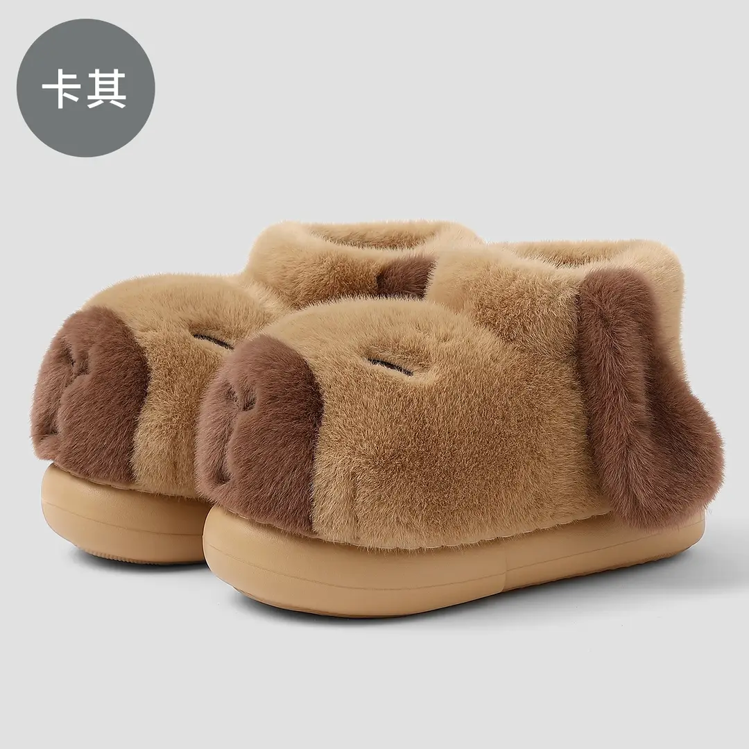 Kapibala Cotton Slippers Bag with Women's Winter Cute Cartoon Furry Warm Children's Parent-Child Cotton Shoes Men's Wholesale - Image 2