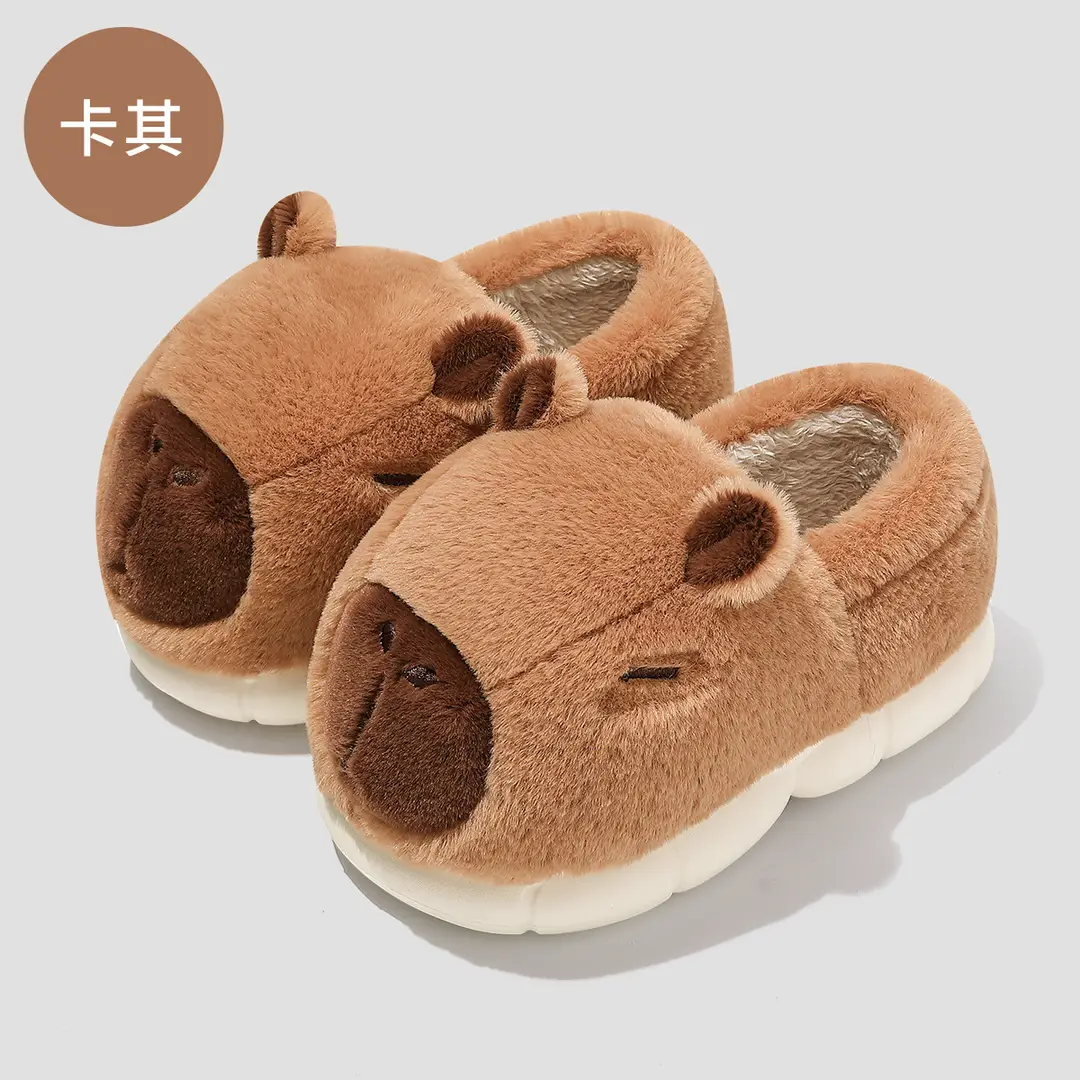 Cute cotton slippers winter plush home cotton shoes men and women plush couples warm bag with cotton slippers autumn and winter wholesale - Image 2