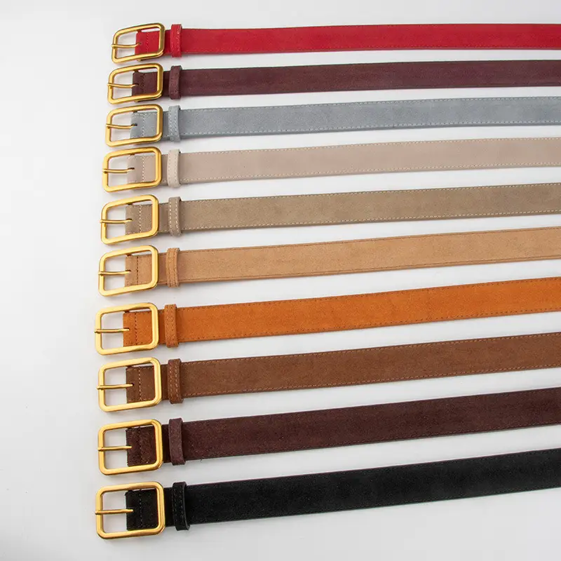 Vintage Brown Leather Belt with Gold Buckle - Image 12