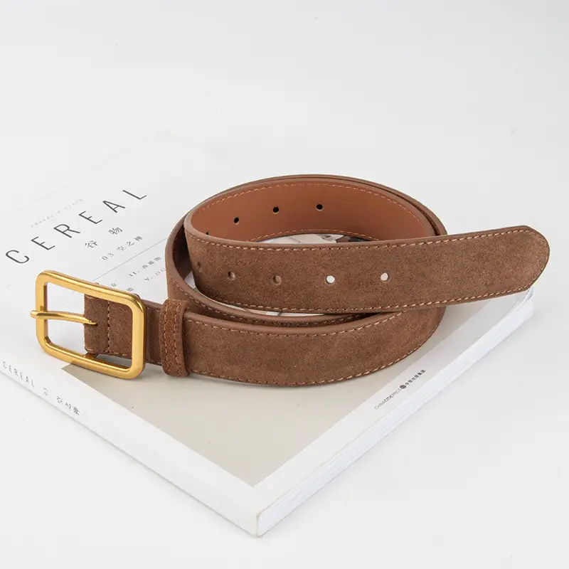 Vintage Brown Leather Belt with Gold Buckle - Image 13