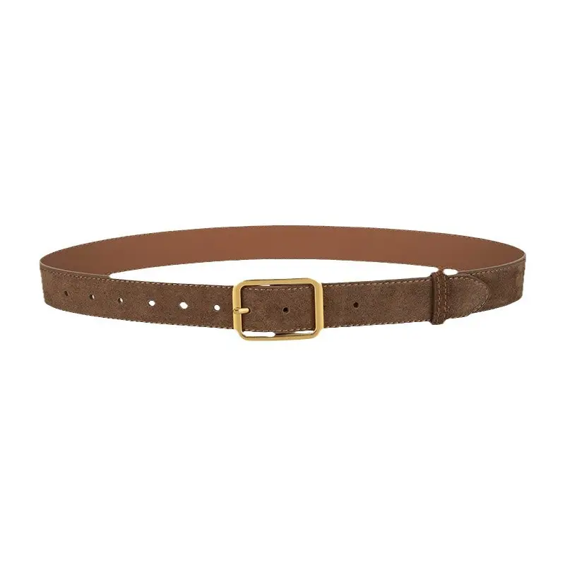 Vintage Brown Leather Belt with Gold Buckle - Image 15