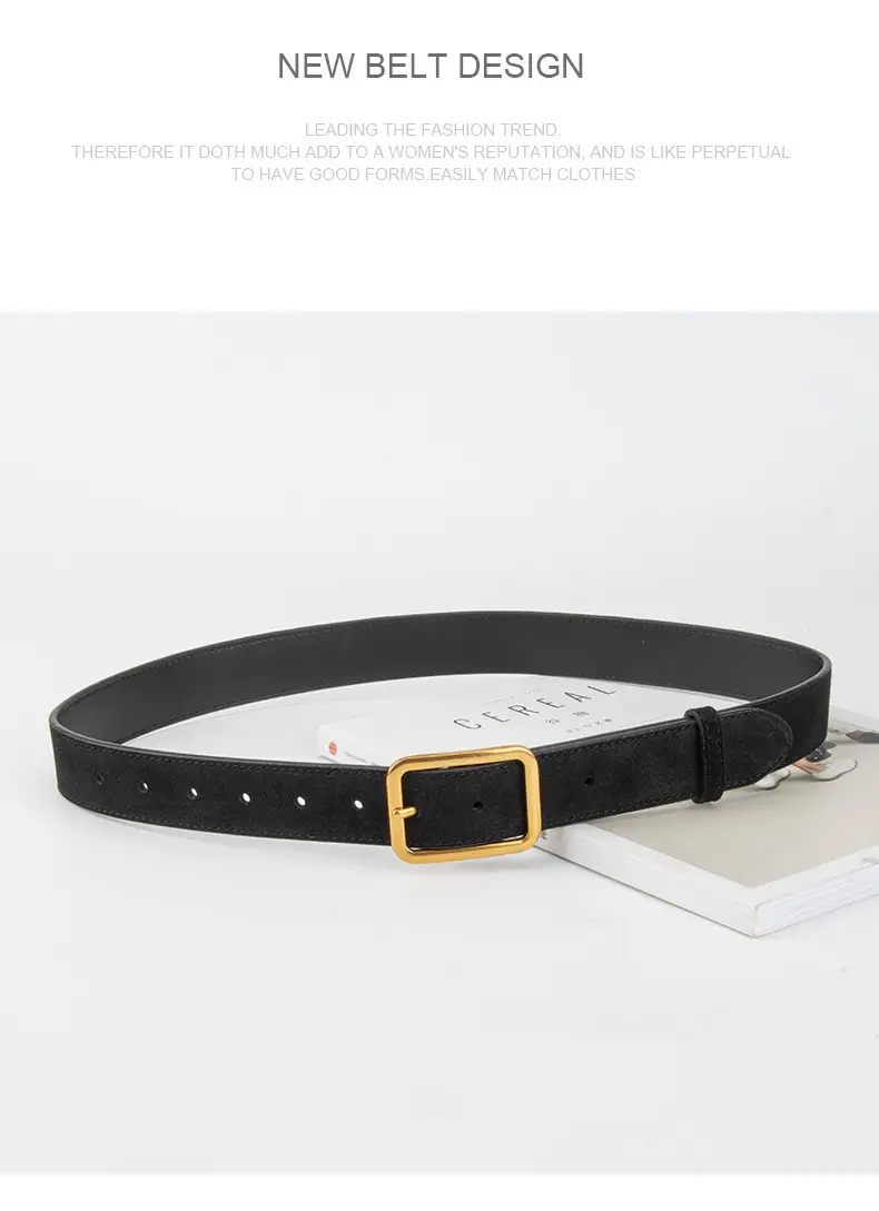 Vintage Brown Leather Belt with Gold Buckle — feature 12